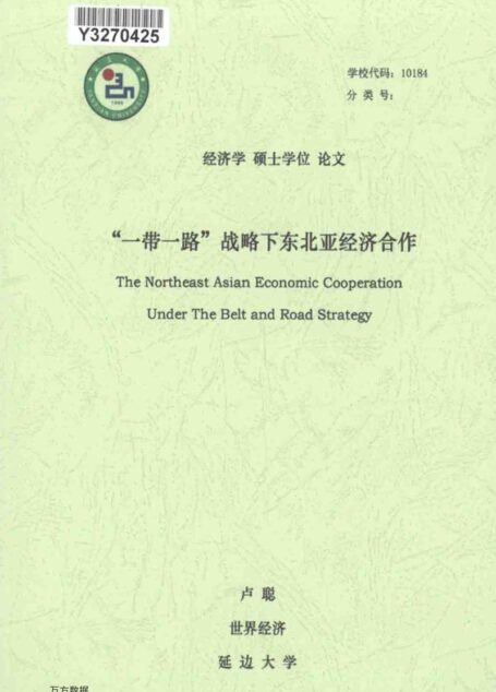 卢聪. “一带一路”战略下东北亚经济合作[D].延边大学,2017.