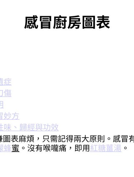 張孟超醫師的感冒廚房圖表
