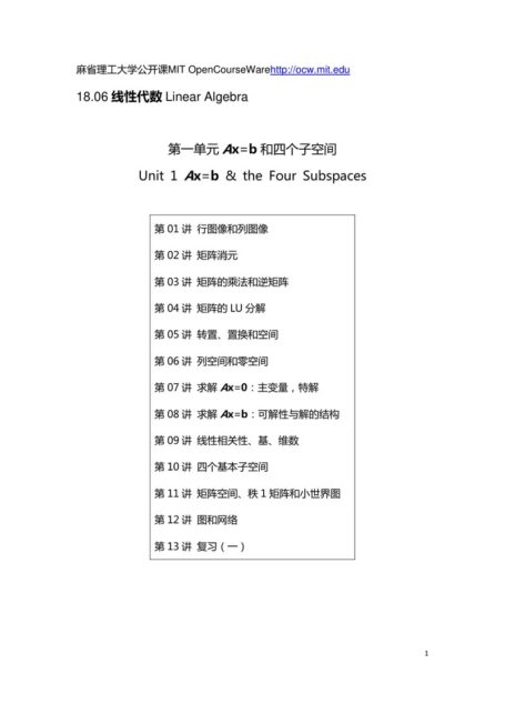 线性代数 – Unit 1