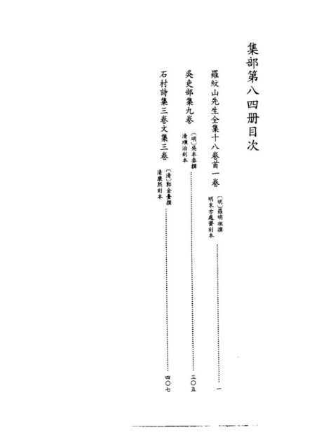 四库禁毁书丛刊 集部第八四册目次