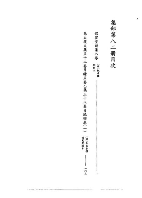 四库禁毁书丛刊 集部第八二册目次