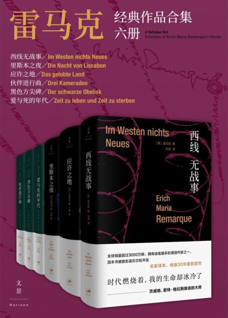 雷马克经典作品合集六册  (《西线无战事》同名电影摘得奥斯卡佳片及导演桂冠；作者雷马克是鲍勃·迪伦在诺贝尔文学奖获奖时致敬作家)