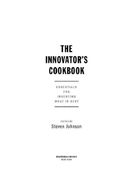 The Innovator’s Cookbook