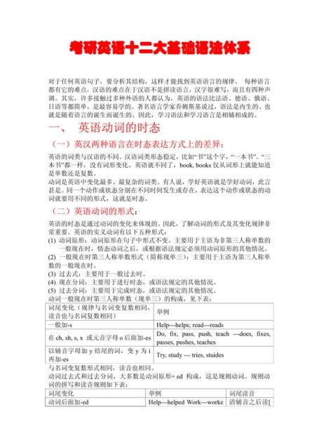 MTI英语十二大基础语法体系